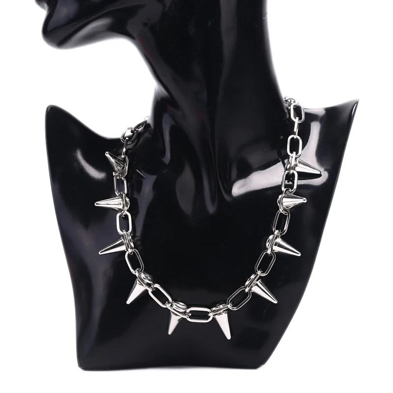 Goth Punk Spike Choker - Goth Rock Biker Spike Rivet Collar