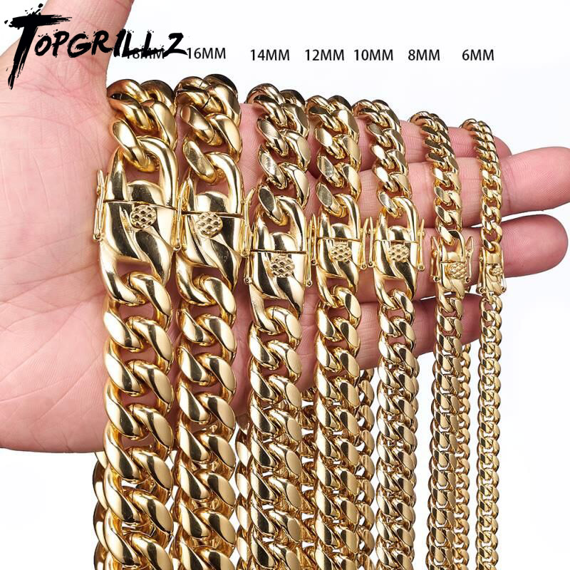 TOPGRILLZ Stainless Steel Gold - огляд і ціна Cuban Link Chain 12Mm