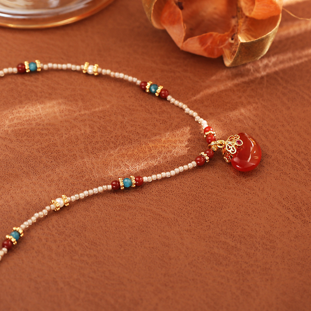 New Chinese Style Natural Red  - огляд і ціна Pearl Choker Necklace Vintage