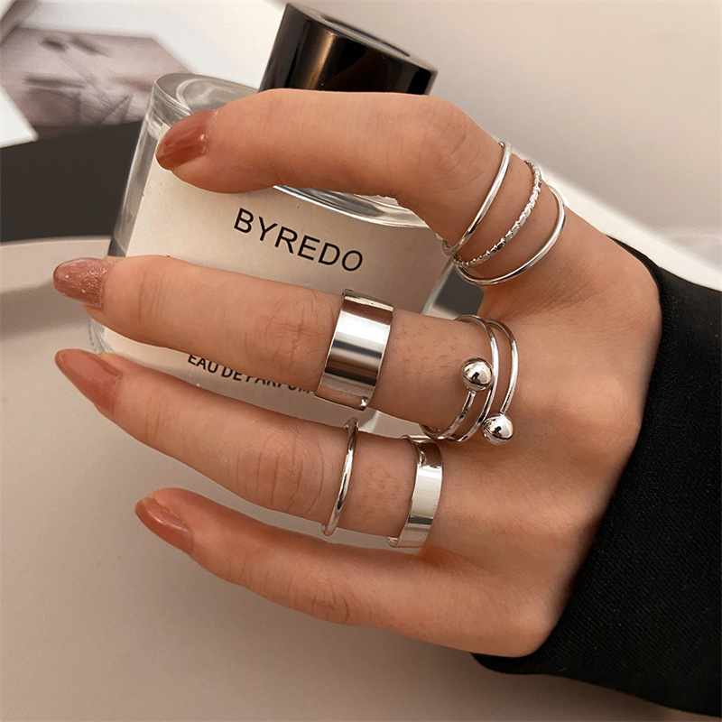 Metal Bead Punk Ring Set Slive - огляд і ціна Vintage Punk Knuckle Rings Set