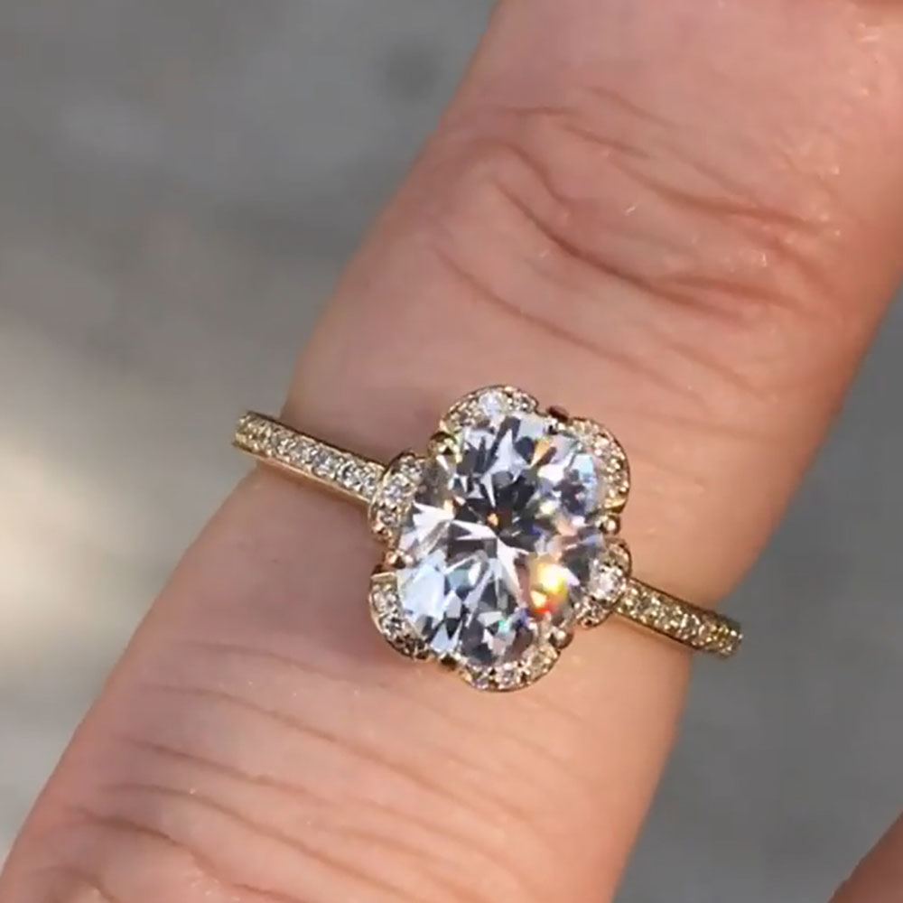 Custom Solid 14K Yellow Gold W - огляд і ціна Moissanite Engagement Ring 1 Carat