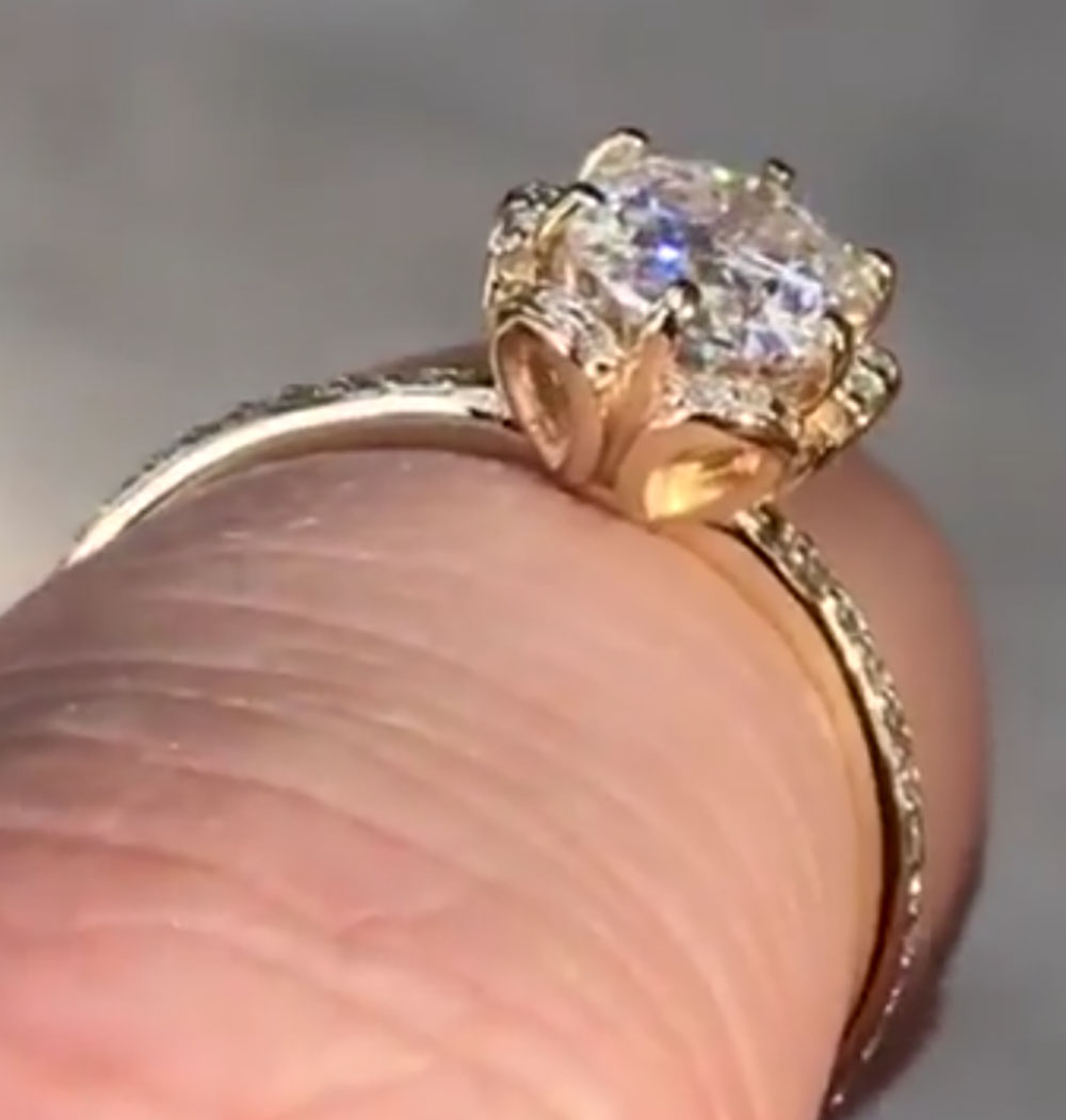 Custom Solid 14K Yellow Gold W - огляд і ціна Moissanite Engagement Ring 1 Carat