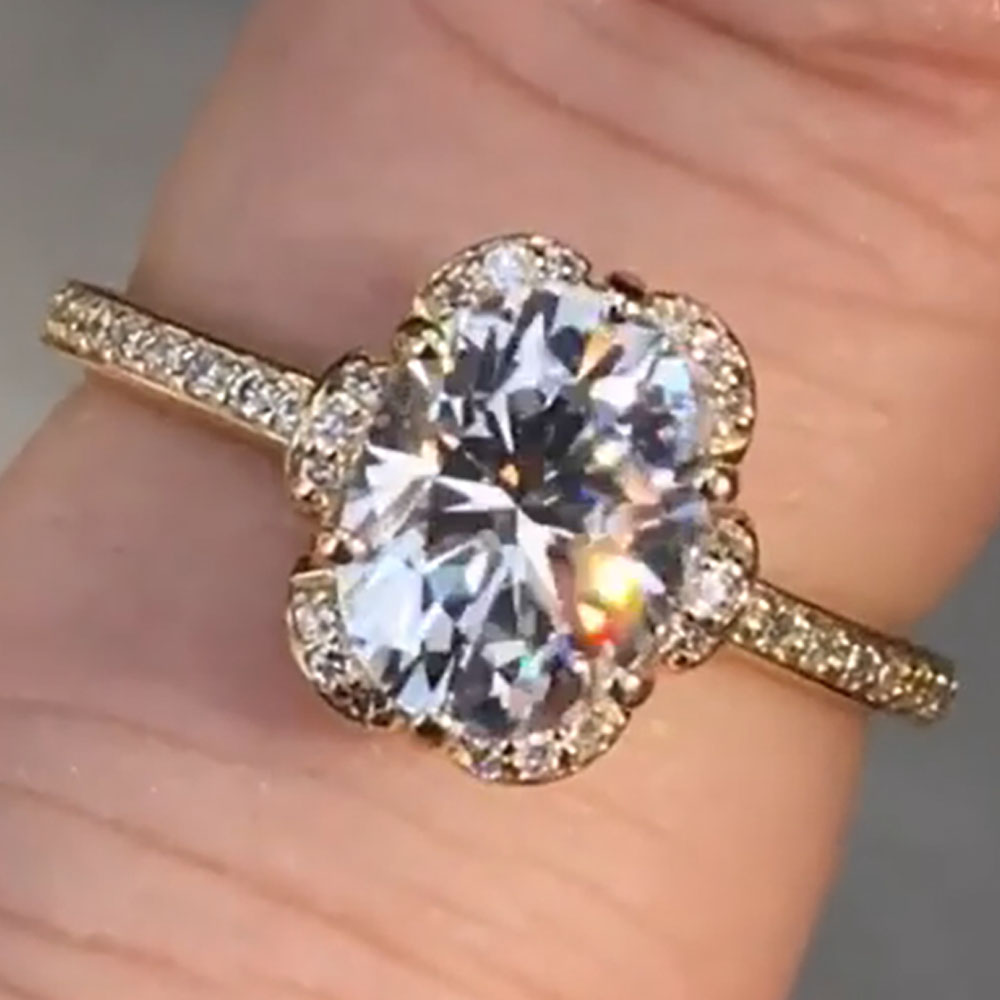 Custom Solid 14K Yellow Gold W - огляд і ціна Moissanite Engagement Ring 1 Carat