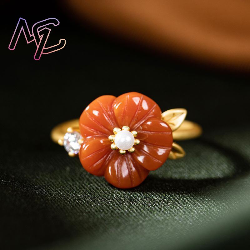Red Natural Jade Flower Rings  - огляд і ціна Rings
