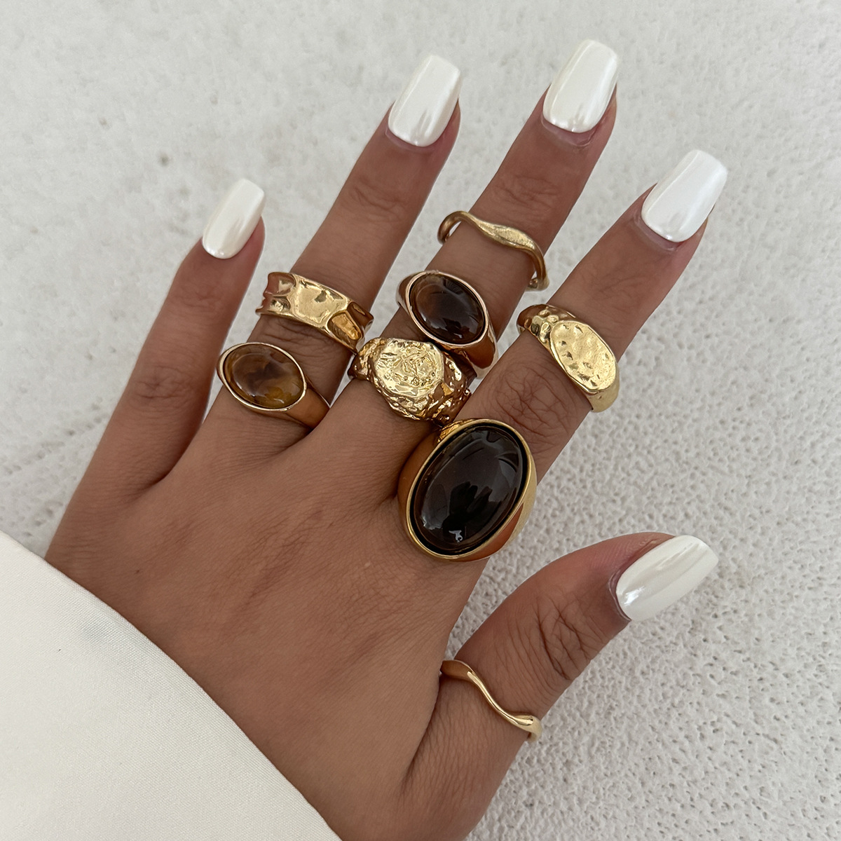 8Pcs/Set Vintage Amber Rhinest - огляд і ціна Vintage Punk Knuckle Rings Set