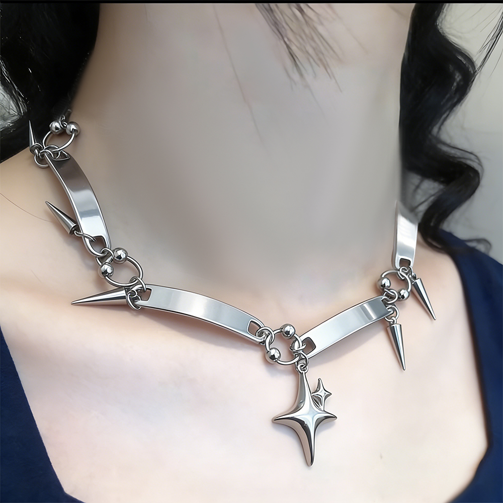 Y2k Star Riveted Choker Goth D - огляд і ціна Goth Punk Spike Choker