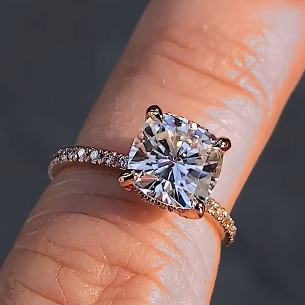 Custom Solid 14K Rose Gold Wom - огляд і ціна Moissanite Engagement Ring 1 Carat