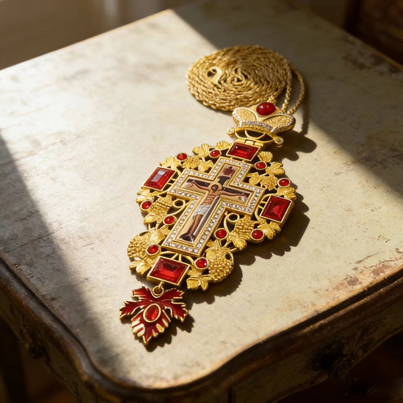 New Premium Red Jewel Gold Ort - огляд і ціна Cross Pendant Necklace Gold