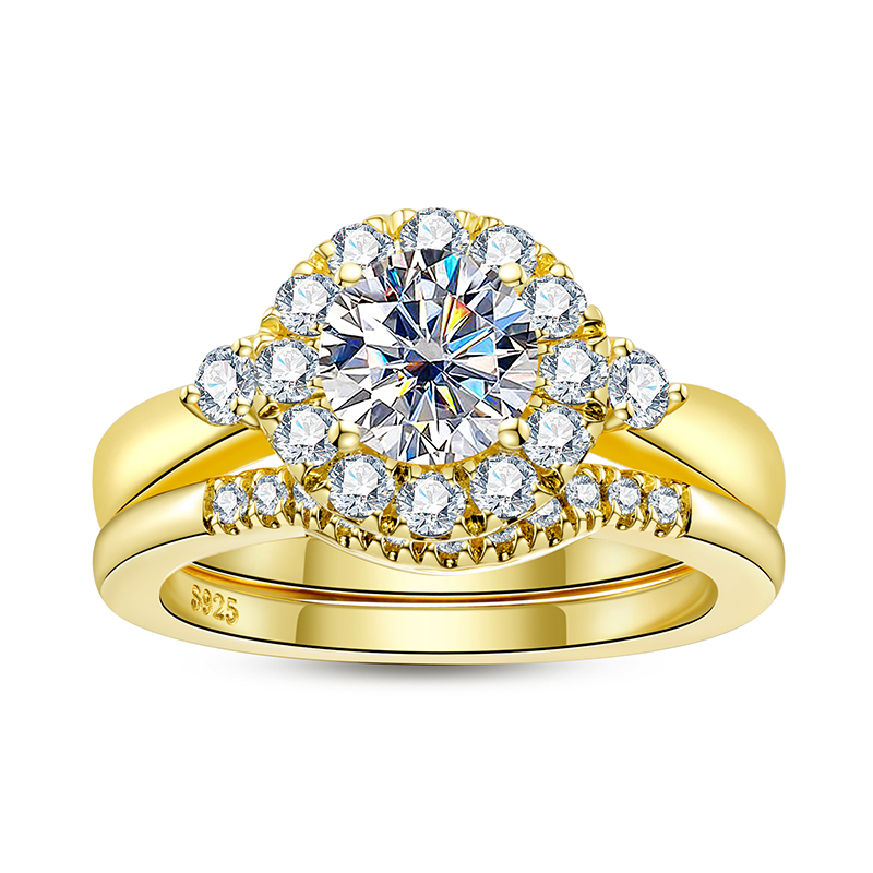 Engagement Gold Color Ring Set - огляд і ціна Moissanite Engagement Ring 1 Carat