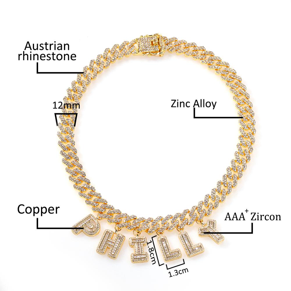 UWIN DIY Baguettecz Letter Nec - огляд і ціна Cuban Link Chain 12Mm