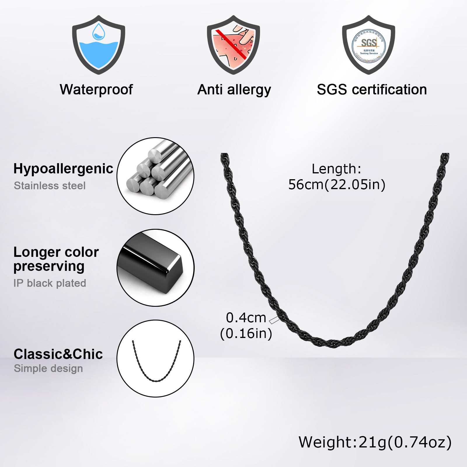 Punk Vintage Rope Chain Neckla - огляд і ціна Cuban Link Chain 12Mm