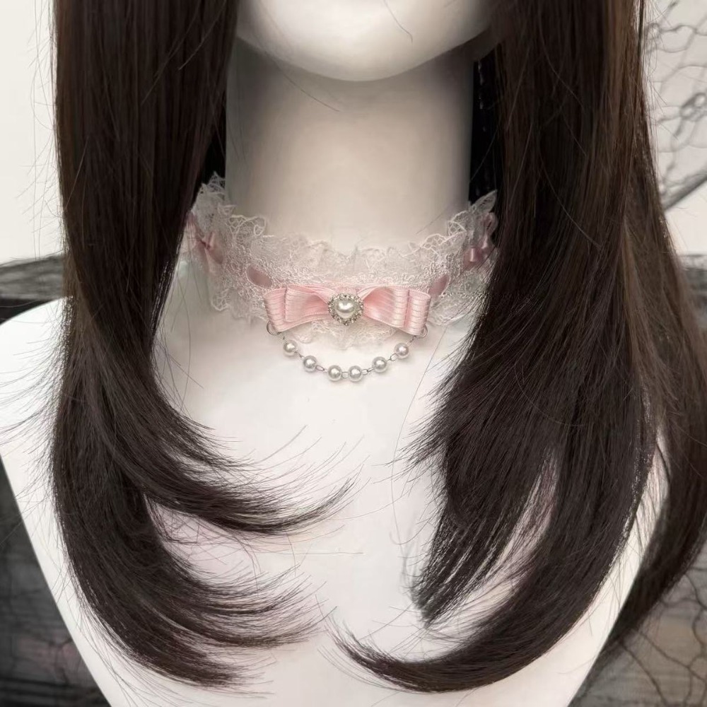 Lace Bow Ruffle Fashion Choker - огляд і ціна Pearl Choker Necklace Vintage