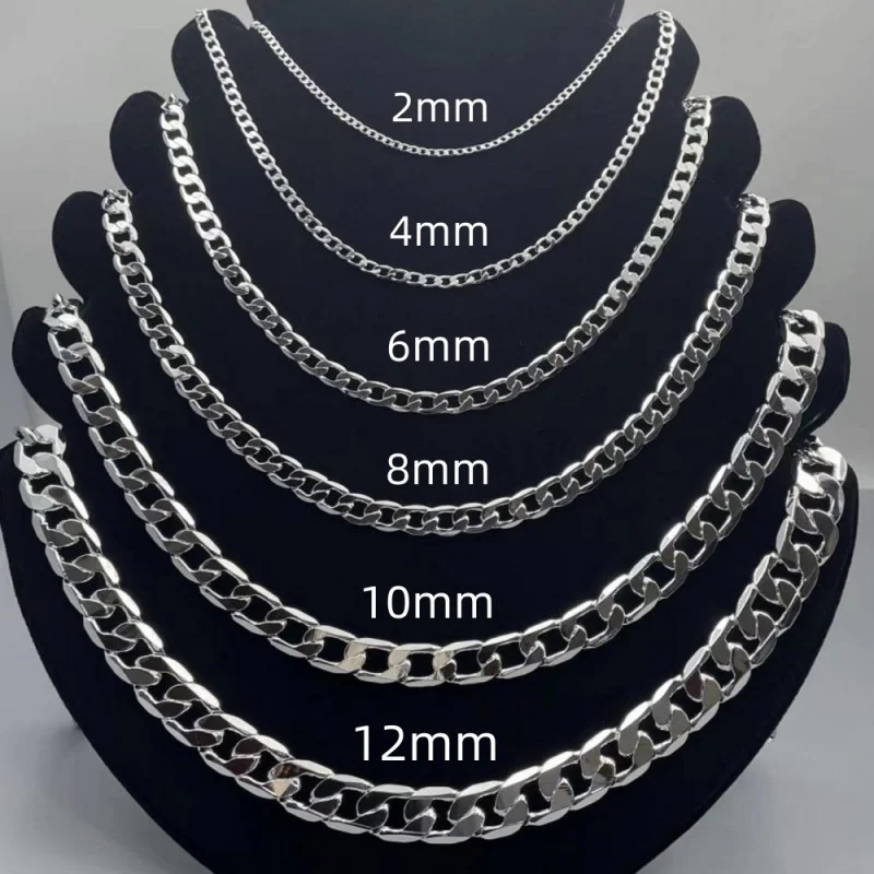Men's 925 Sterling Silver Neck - огляд і ціна Cuban Link Chain 12Mm