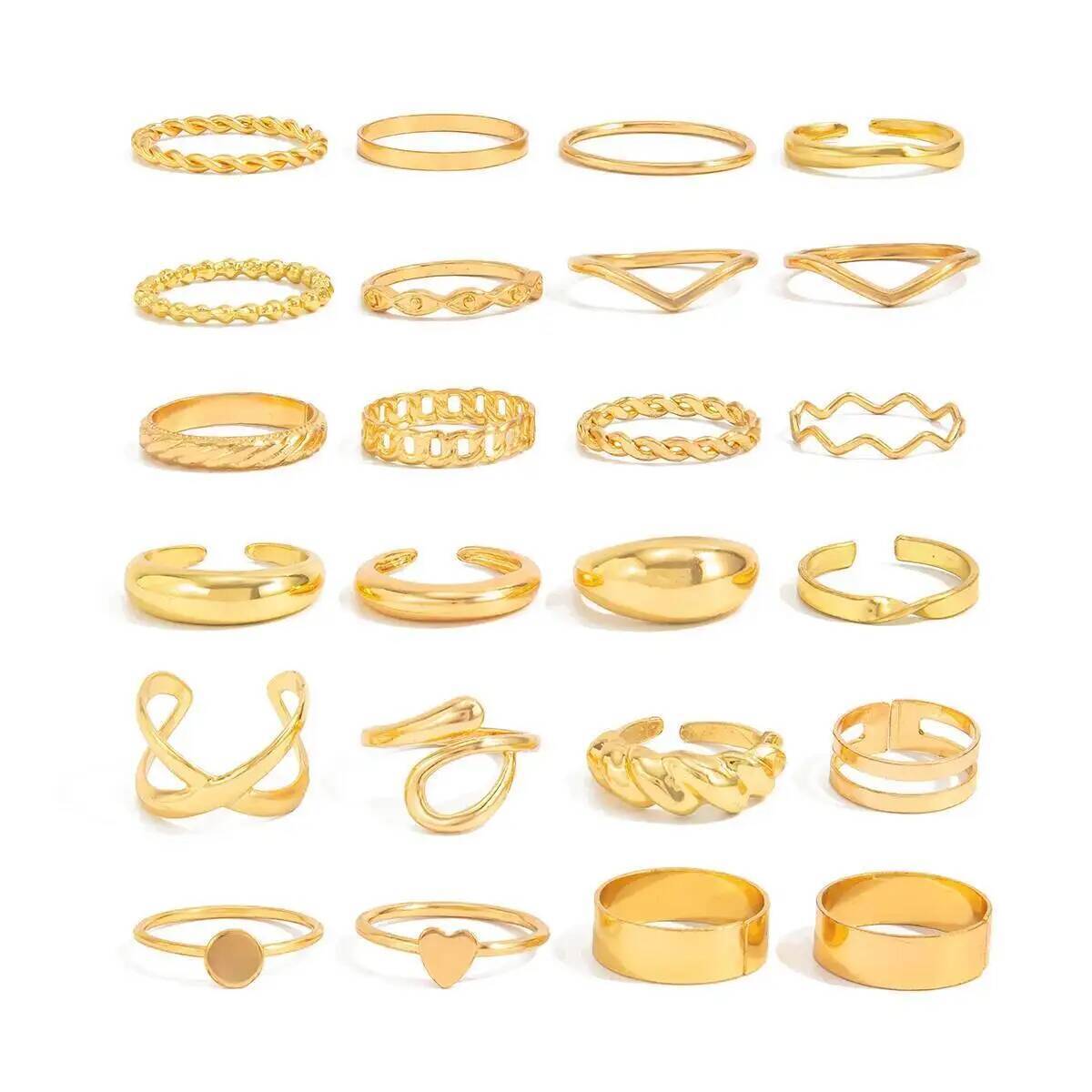 KunJoe 24Pcs/Set Trendy Irregu - огляд і ціна Vintage Punk Knuckle Rings Set