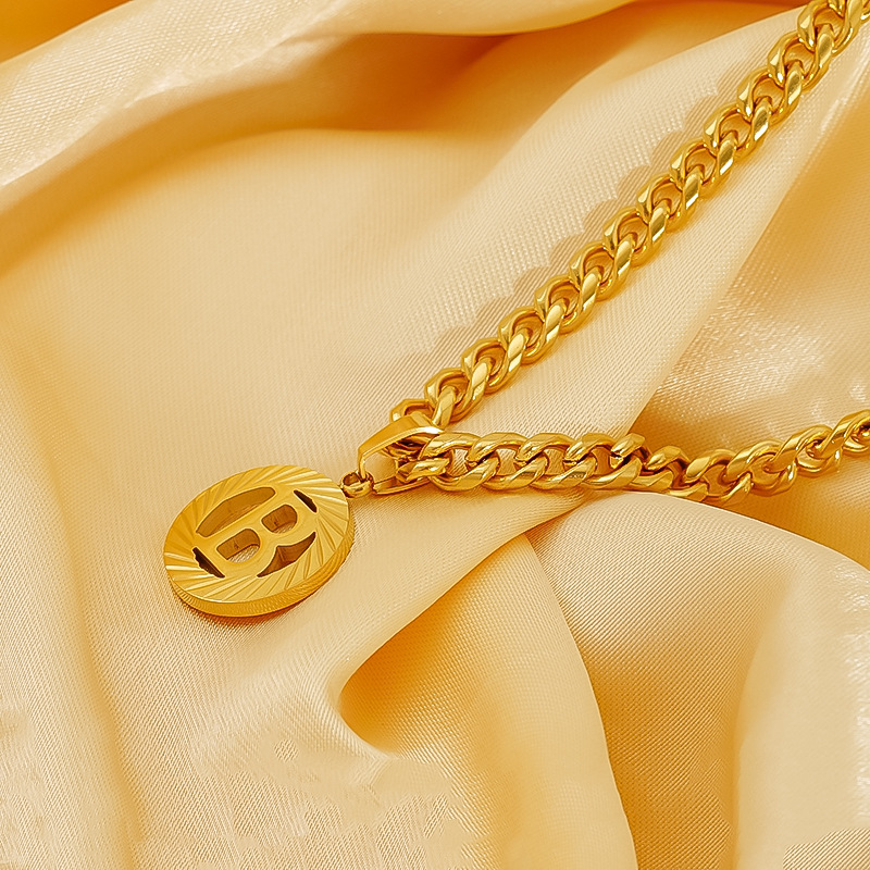 Stainless Steel 5MM Cuban Chai - огляд і ціна Initial Letter Necklace 18K Gold