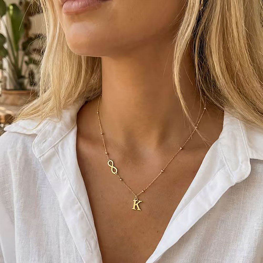 Custom Infinity Symbol Initial - огляд і ціна Initial Letter Necklace 18K Gold