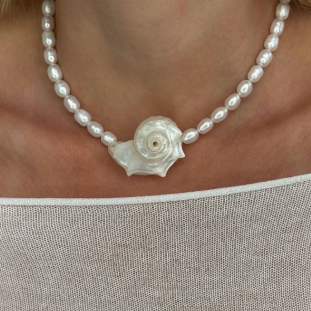 Vintage Bohemian Natural Conch - огляд і ціна Pearl Choker Necklace Vintage
