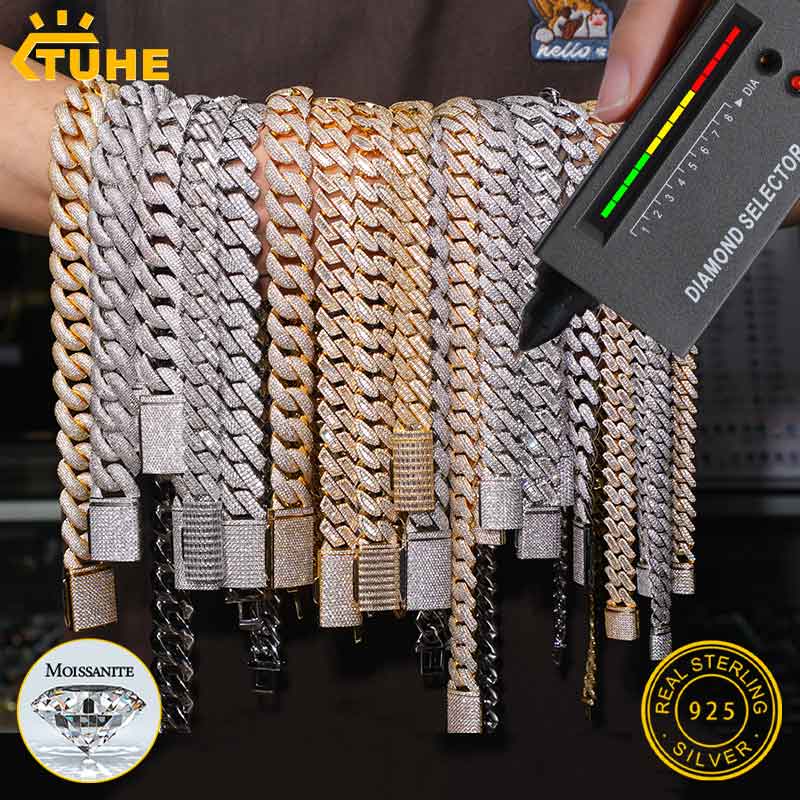 TUHE Unisex D Color Moissanite - огляд і ціна Cuban Link Chain 12Mm