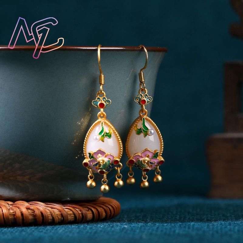 Natural Jade Flower Earrings C - огляд і ціна Earrings