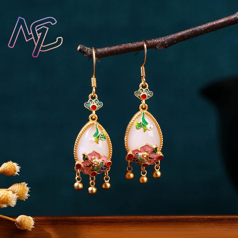 Natural Jade Flower Earrings C - огляд і ціна Earrings