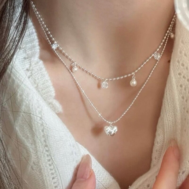 Double Layer Silver Bead Choke - огляд і ціна Layered Pendant Necklace Aesthetic