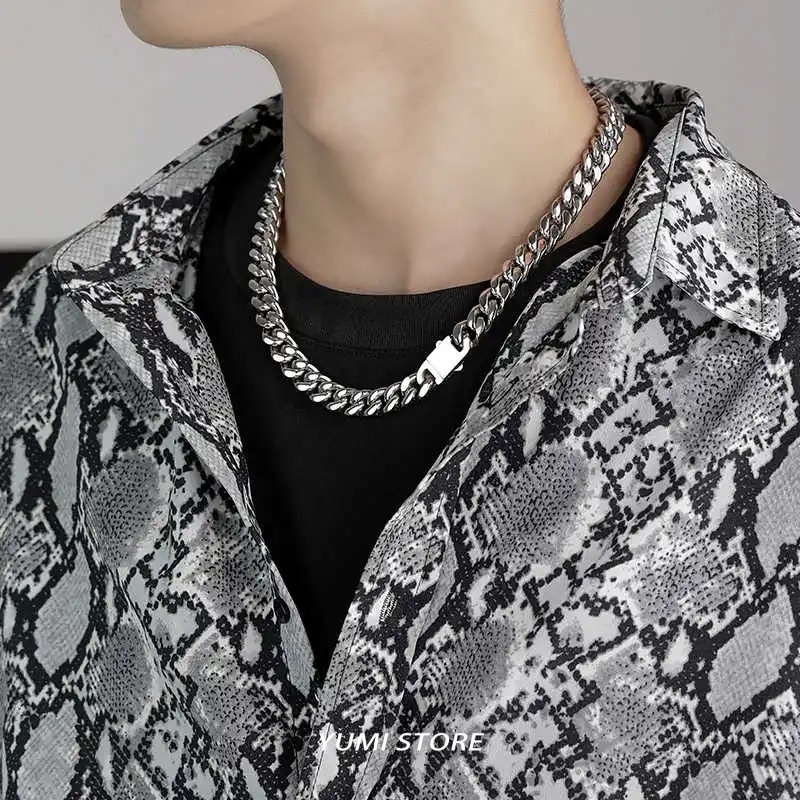Titanium Steel Hip Hop Spring  - огляд і ціна Cuban Link Chain 12Mm