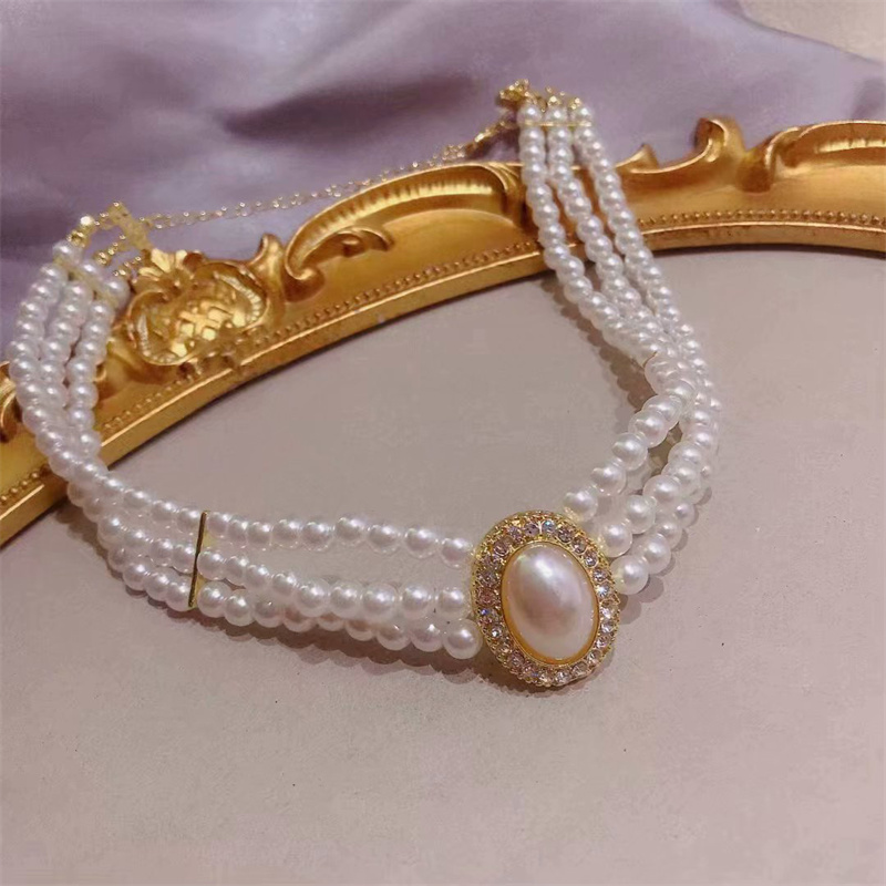 Luxury Vintage Three-layer Imi - огляд і ціна Pearl Choker Necklace Vintage