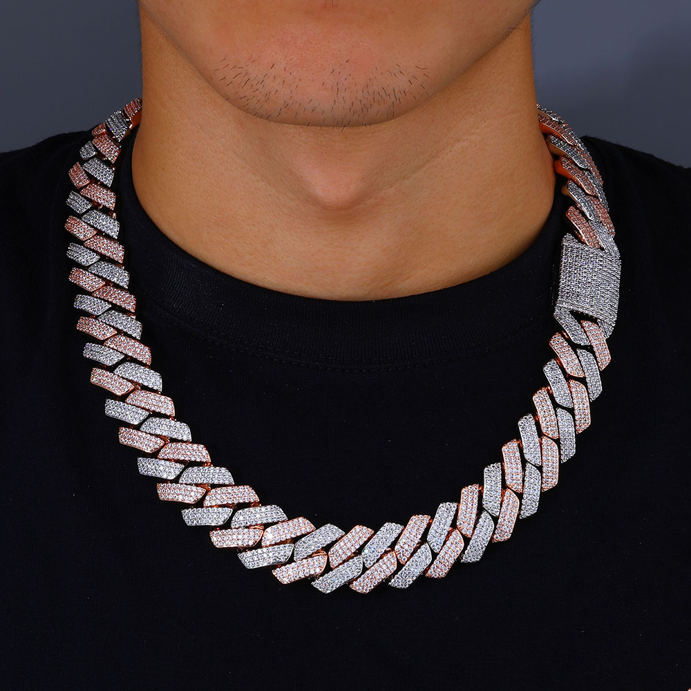 Nuoya Two Tone Mosaic Chain Fu - огляд і ціна Cuban Link Chain 12Mm
