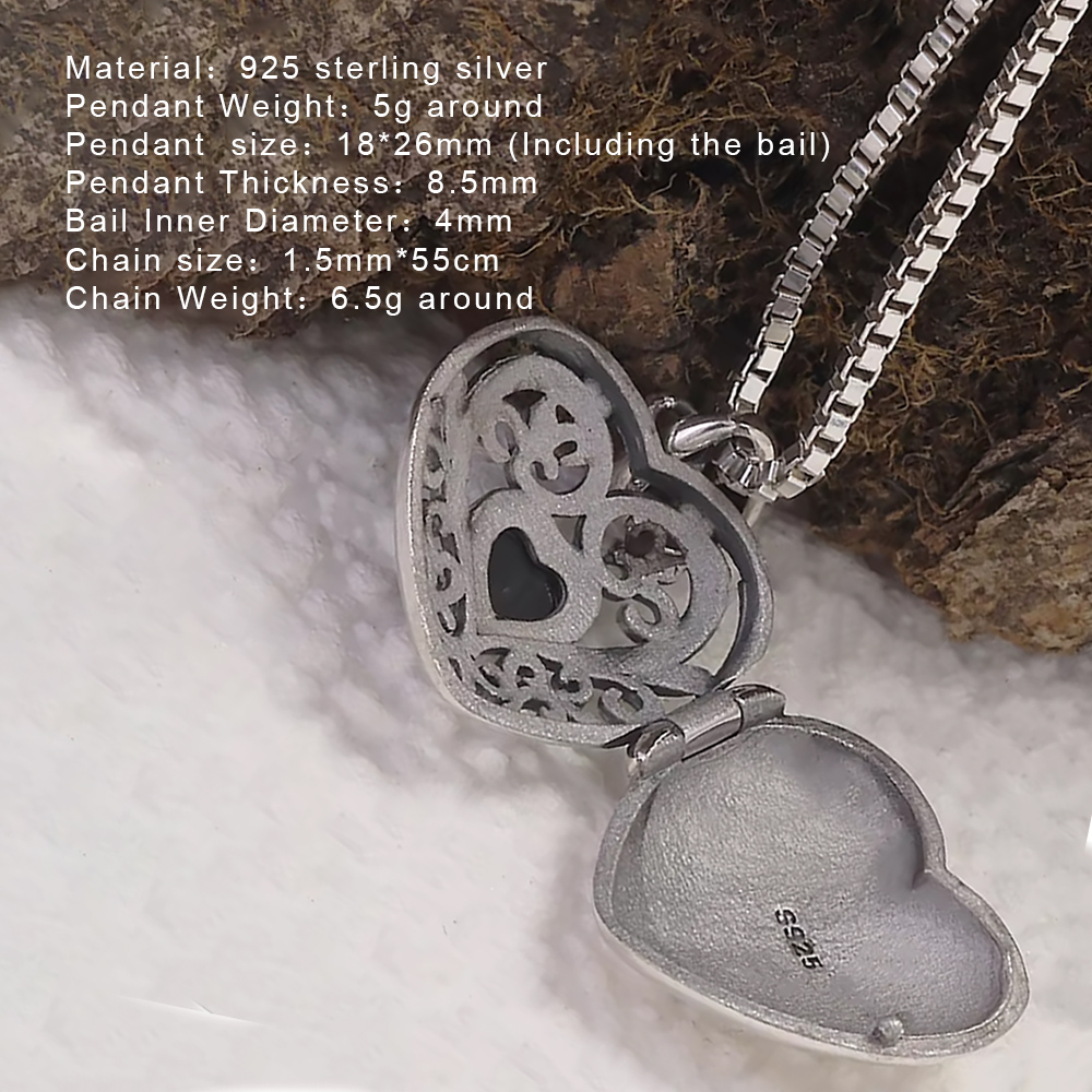 925 Sterling Silver Openable L - огляд і ціна Heart Locket Necklace Photo